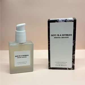 Ariana Grande God Is A Woman Body Oil in White and Black